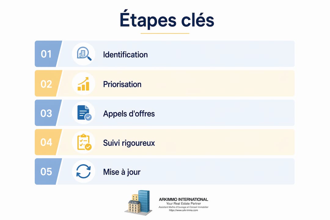 Découvrez en un coup d’œil les grandes étapes pour assurer l’entretien optimal de votre bien immobilier grâce à notre infographie pratique.