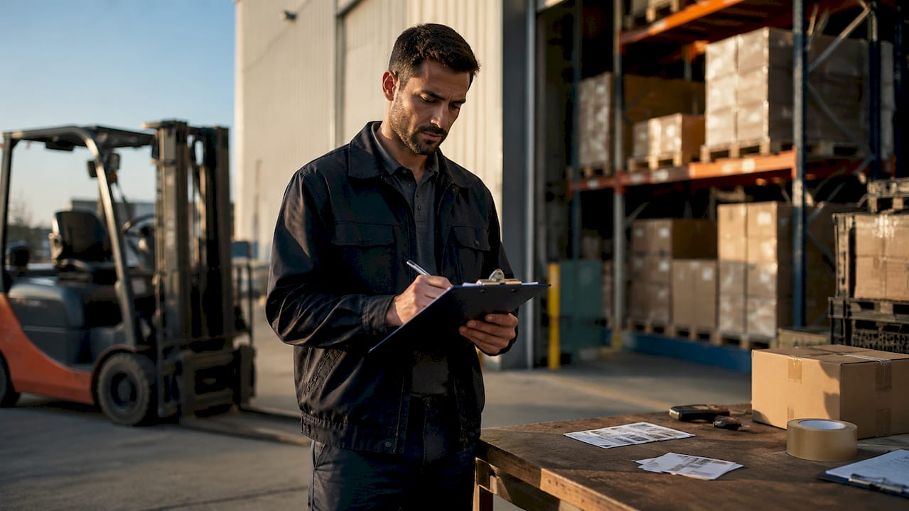 Un responsable vérifie l’état des stocks et supervise l’organisation logistique dans l’entrepôt.
