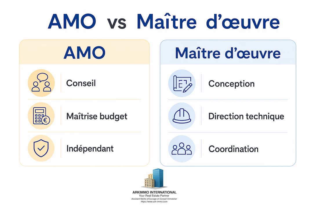 Infographie : différences et complémentarités entre l’AMO et le maître d’œuvre