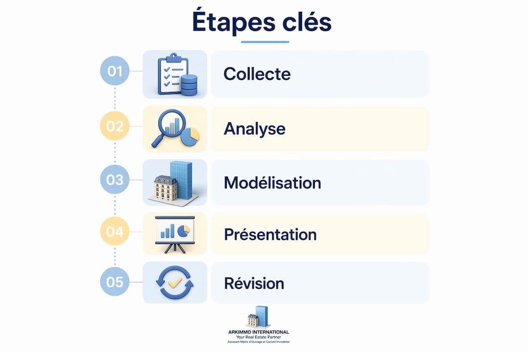 Les grandes étapes pour construire un business case immobilier en un coup d'œil