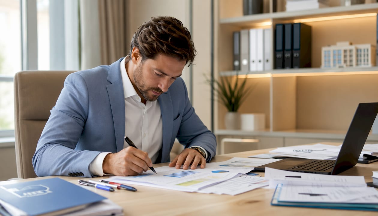Un auditeur prend des notes sur les indicateurs de performance lors d’une réunion.