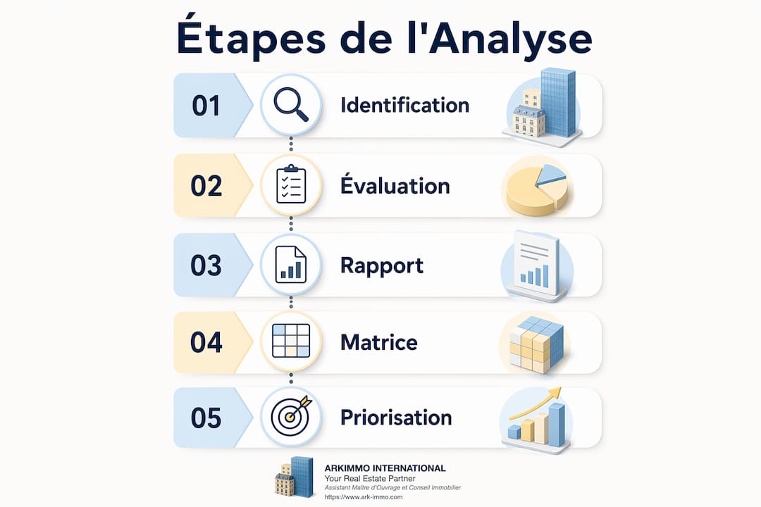 Schéma illustrant les différentes étapes de l’analyse réglementaire dans le secteur immobilier