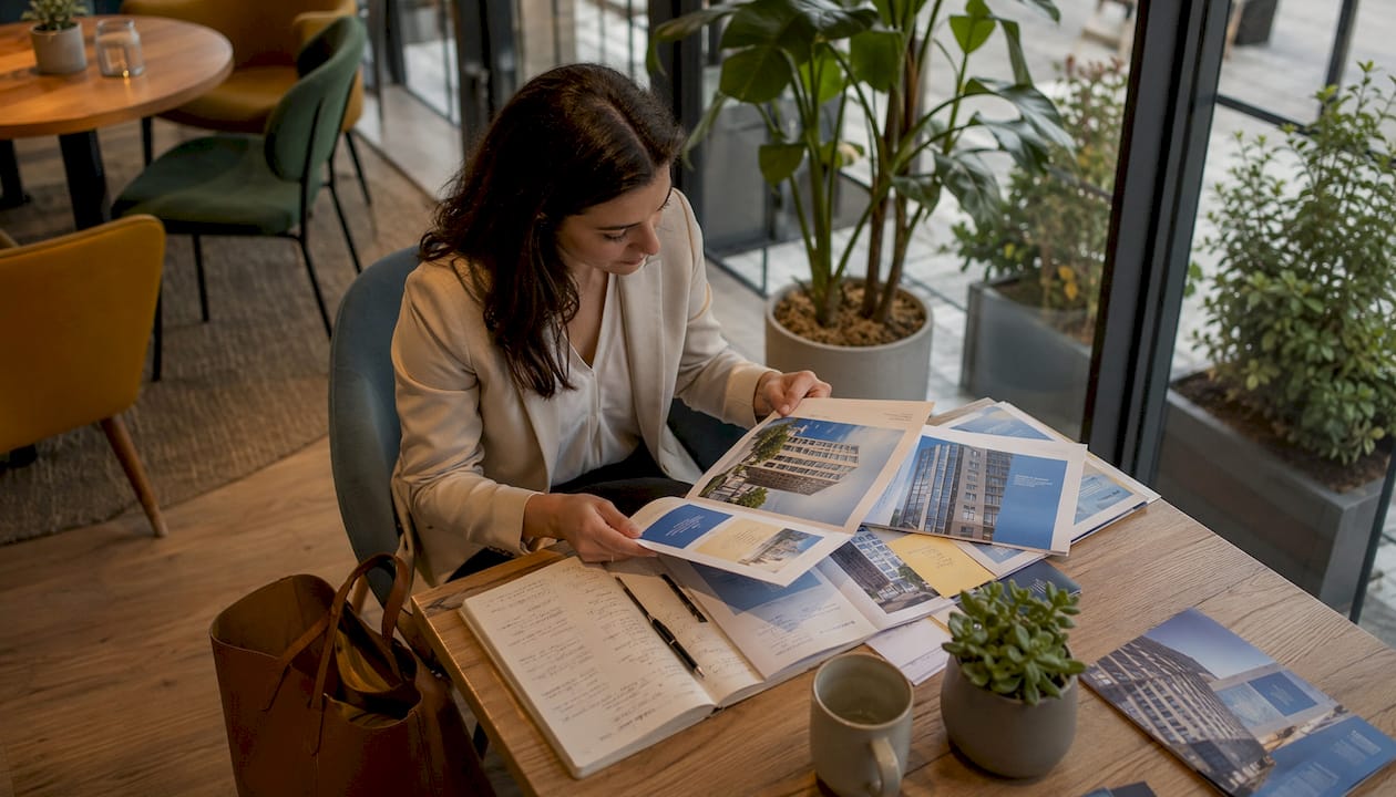 Professional reviewing real estate service options