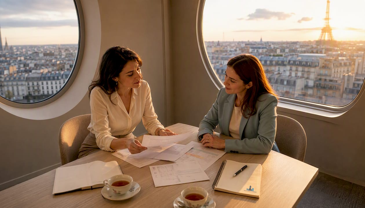 Des dirigeants échangent sur les meilleures stratégies immobilières autour d’une table de réunion.