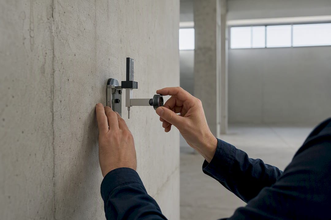 Inspecteur mesurant un mur de bâtiment
