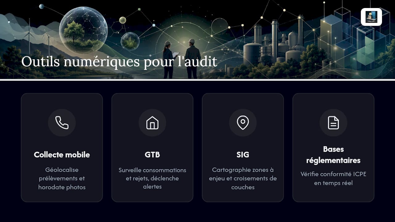 Quels outils numériques facilitent la réalisation d'un audit environnemental ? — overview diagram