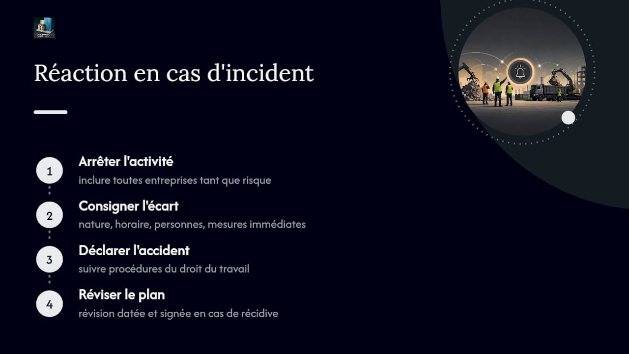 Que faire en cas d'incident ou de non-respect du plan de prévention — overview diagram