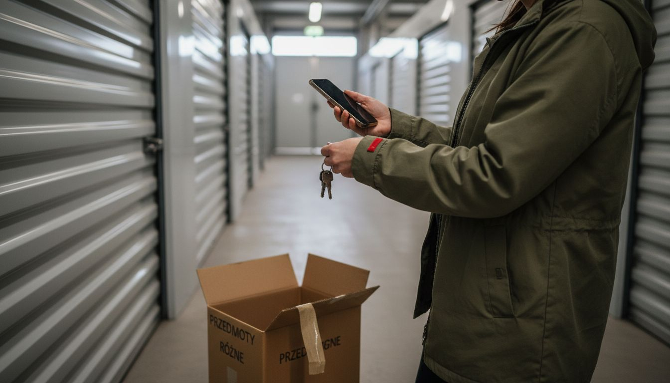 Klient otwiera swoją przechowalnię za pomocą smartfona.