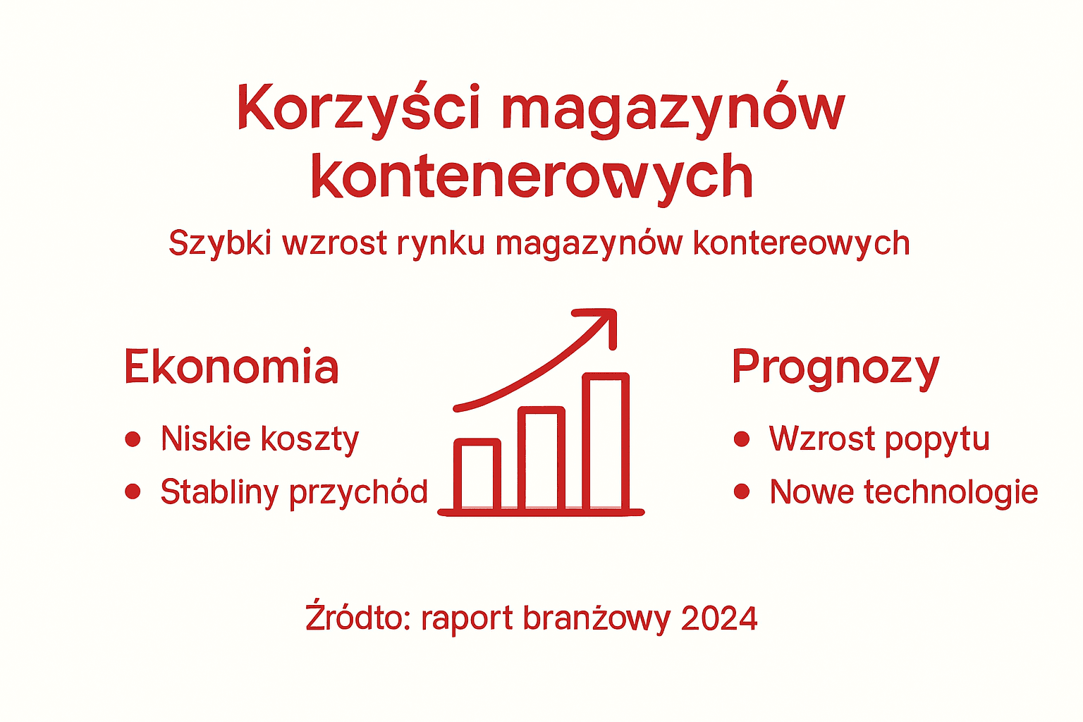 Infografika przedstawiająca zalety magazynów kontenerowych oraz prognozy rozwoju tego sektora
