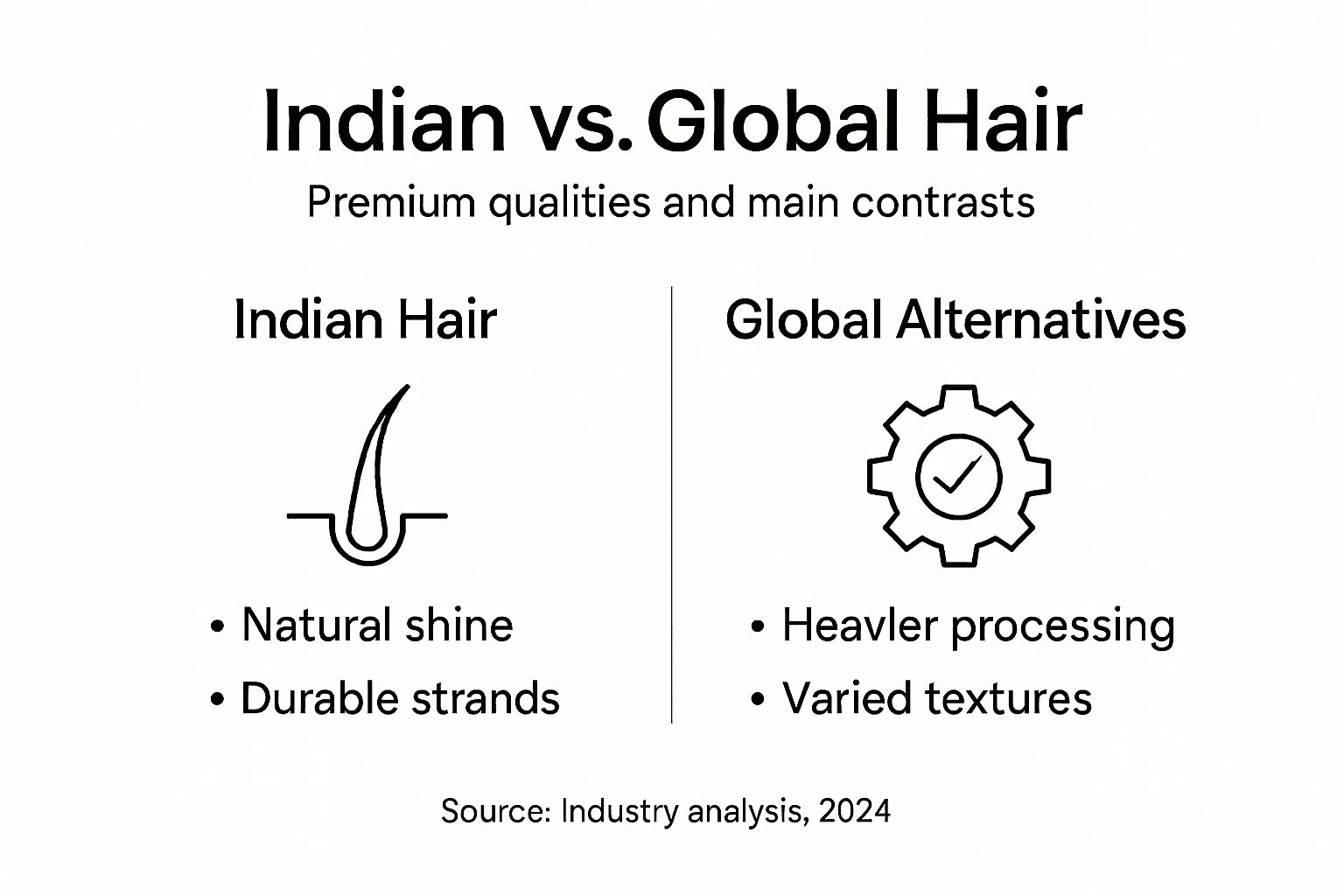 Infographic comparing Indian hair and global alternatives