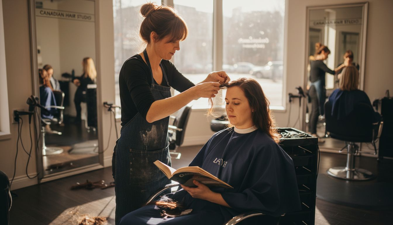 Stylist carefully removing tape-in hair extensions