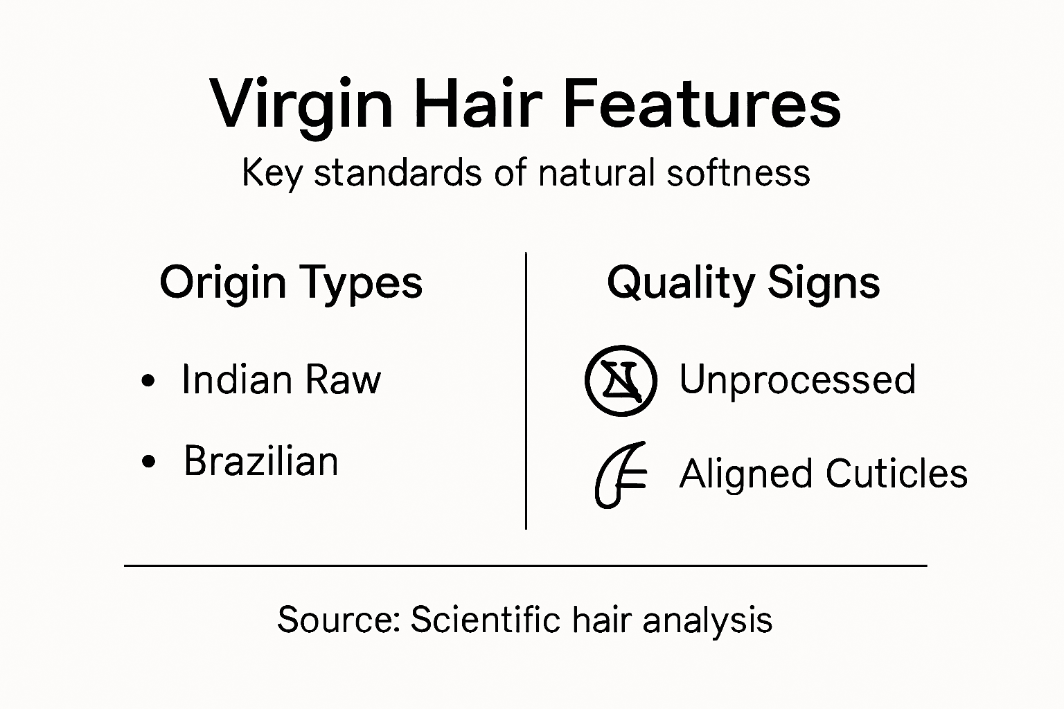 Infographic showing virgin hair features and standards
