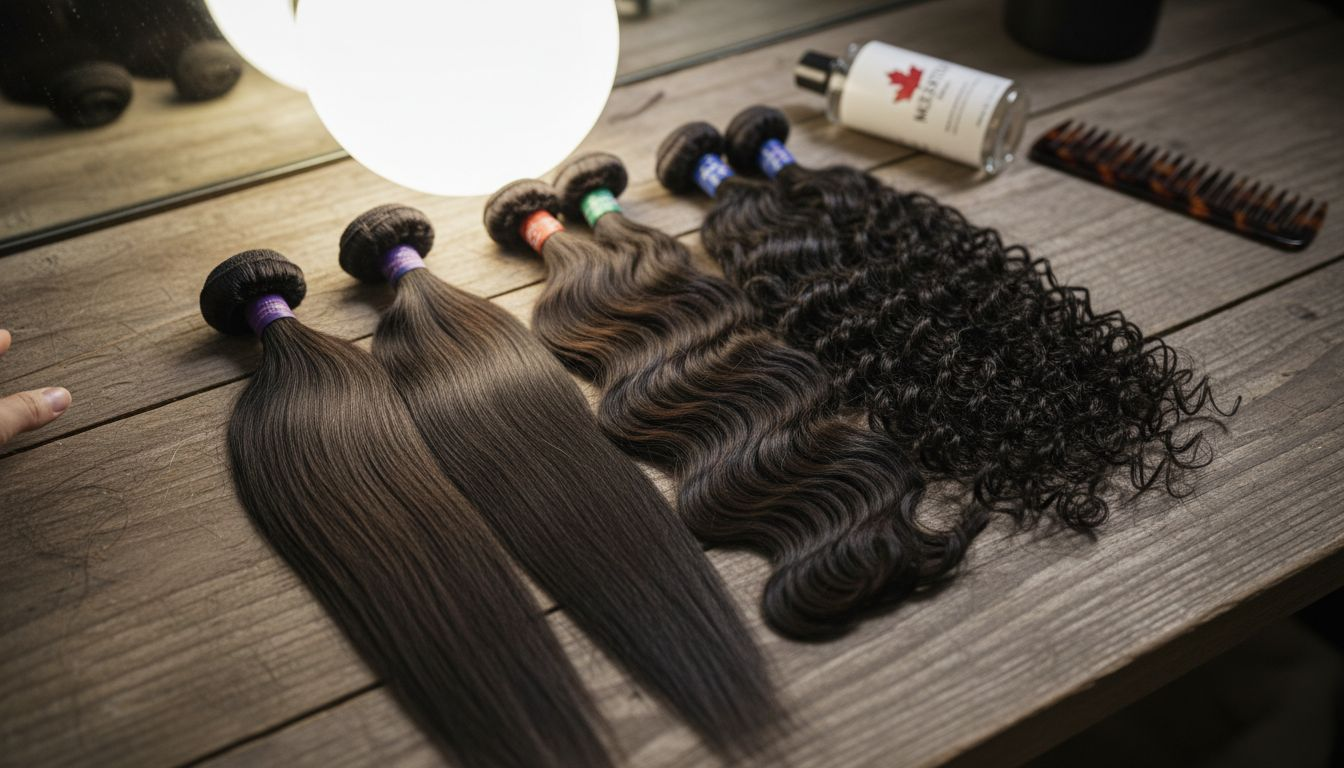 Close-up textures of Indian hair extensions