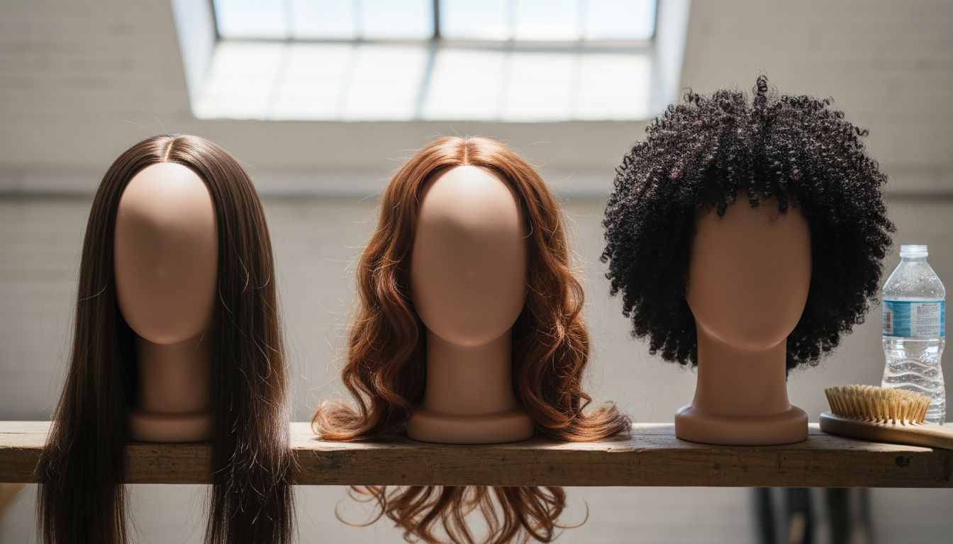 Closeup of different natural hair textures