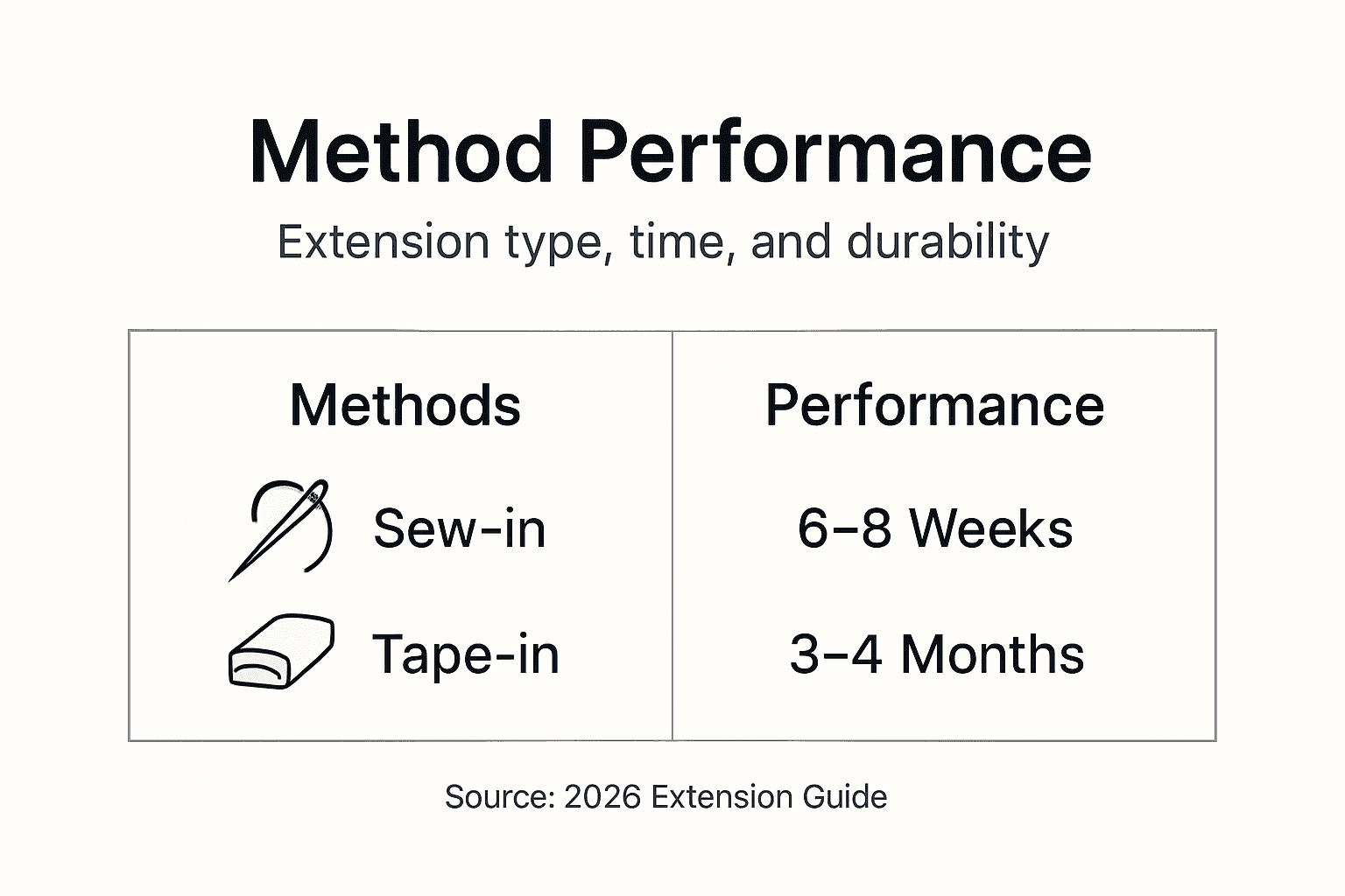 Infographic comparing performance of extension methods