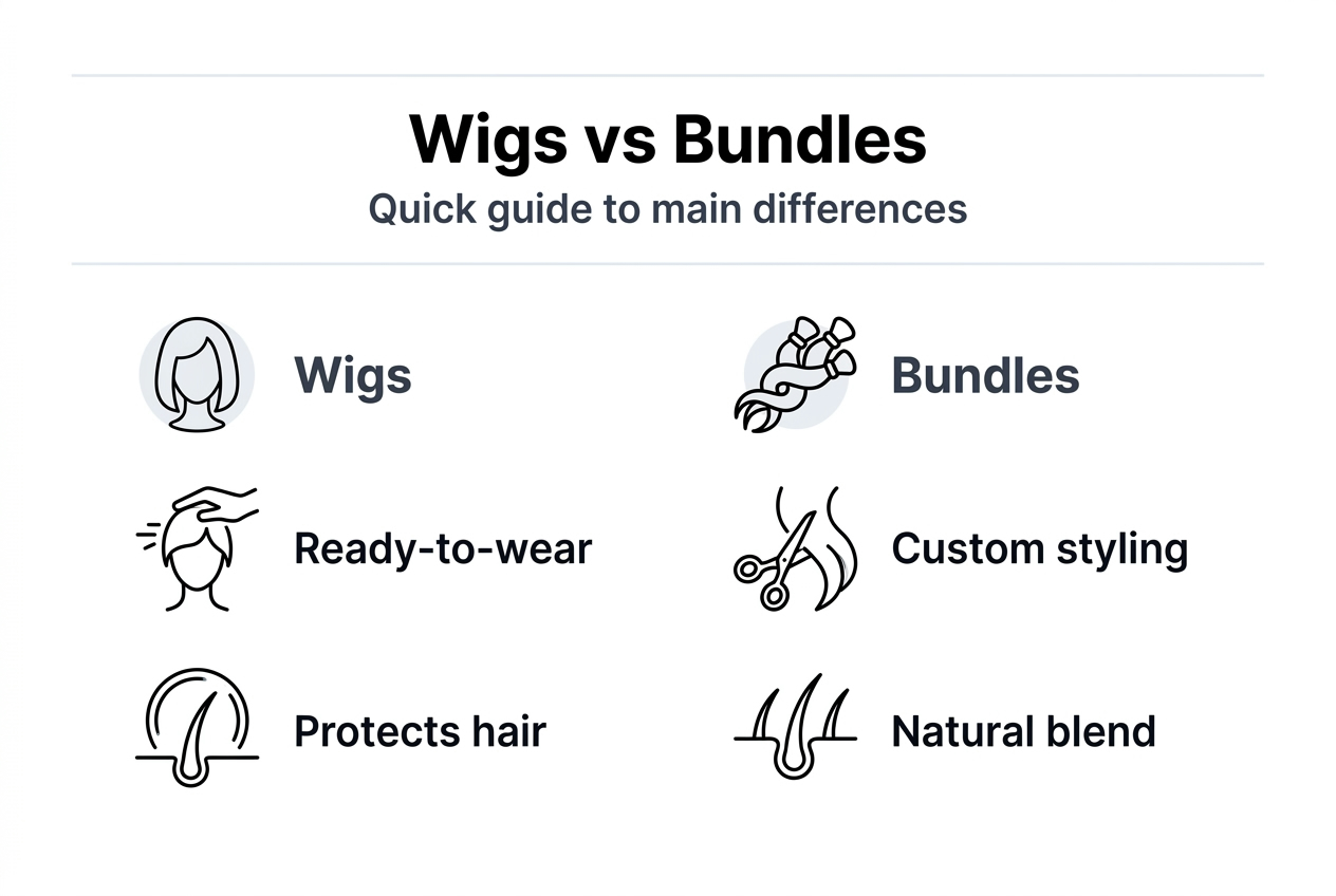 Infographic comparing wigs and bundles