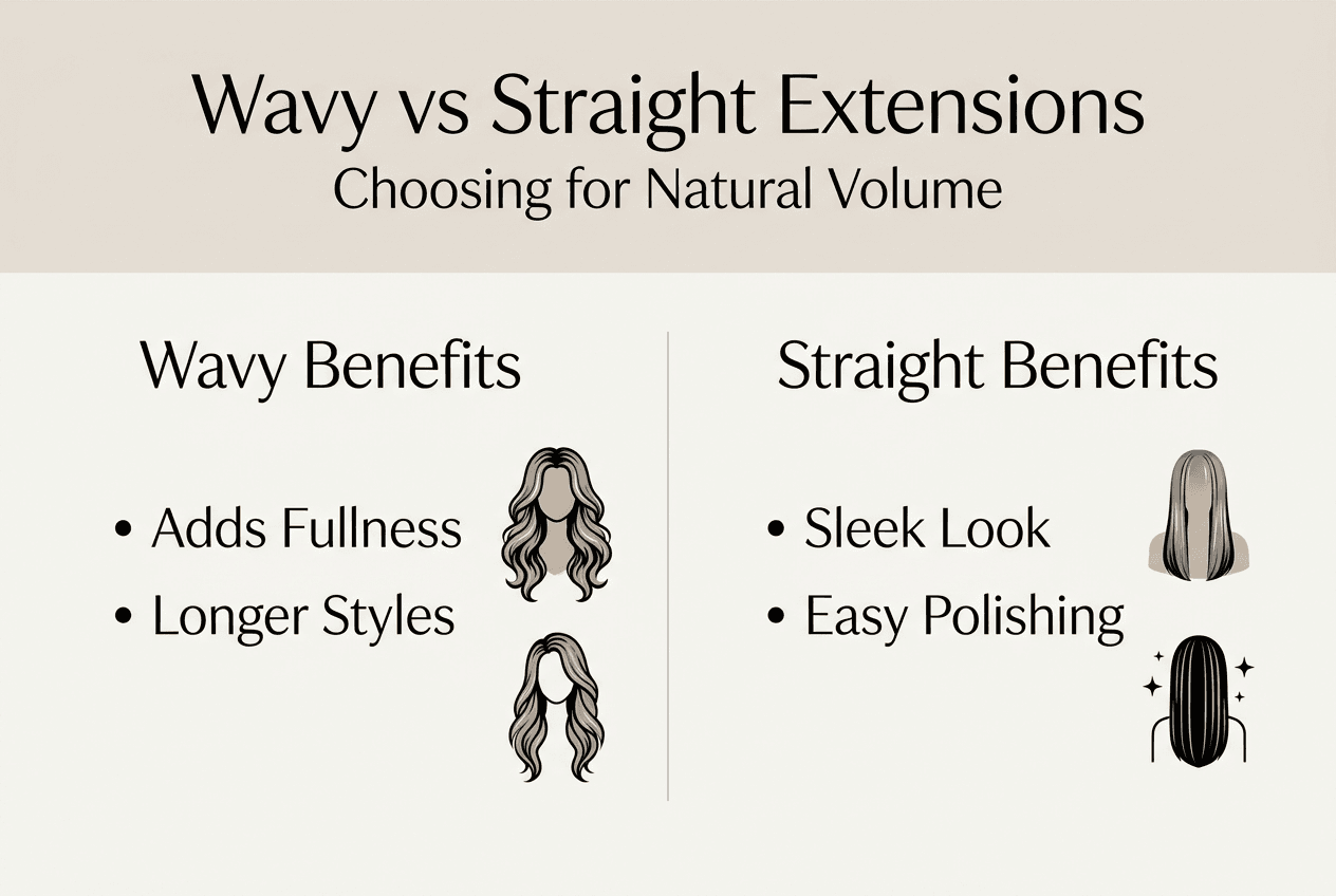 Infographic comparing wavy and straight extensions