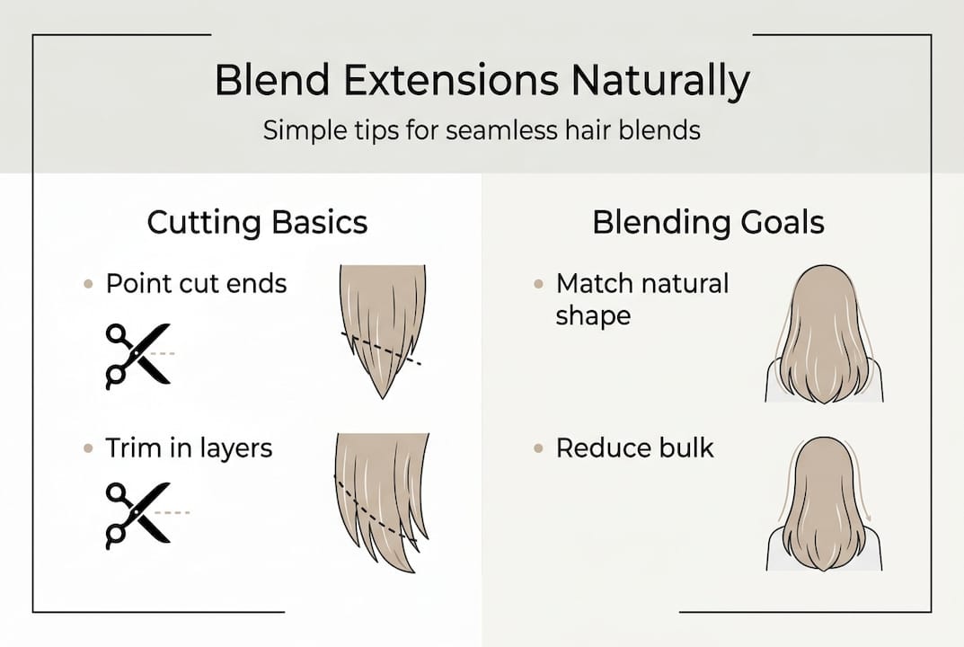 Infographic showing hair extension blending basics