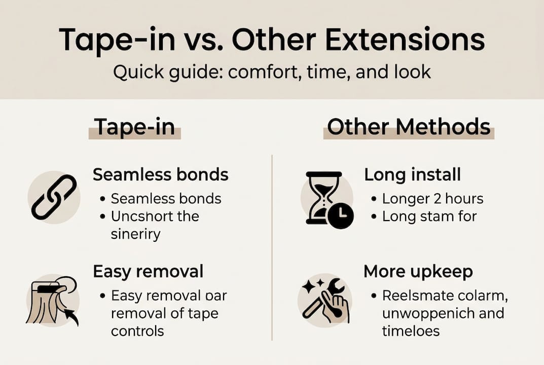 Infographic comparing tape-in and other extensions