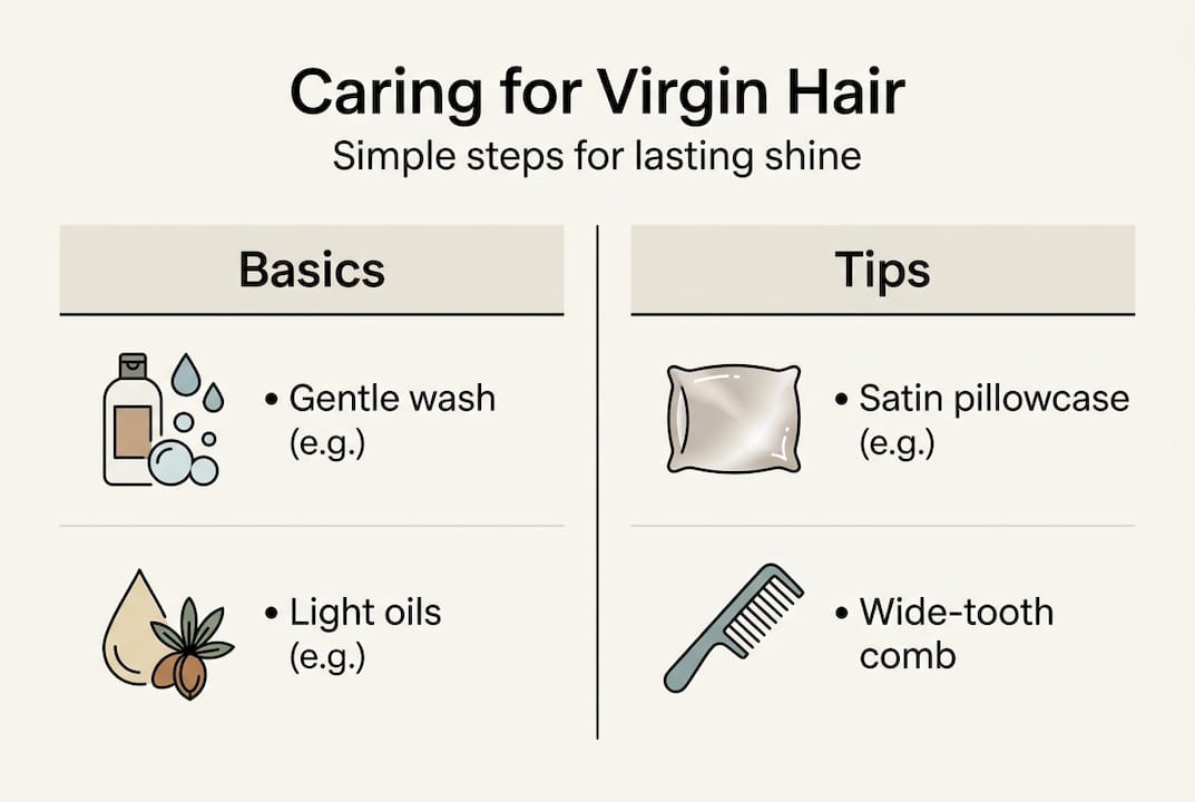 Infographic steps for virgin hair care