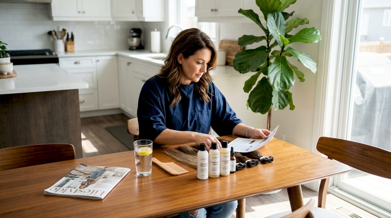 Stylist prepares virgin hair care tools