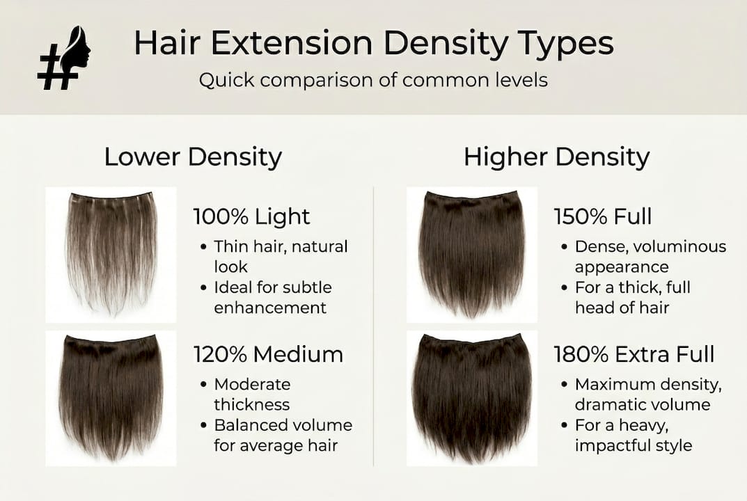 Infographic comparing hair extension densities