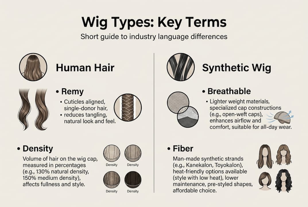 Infographic comparing wig industry terms