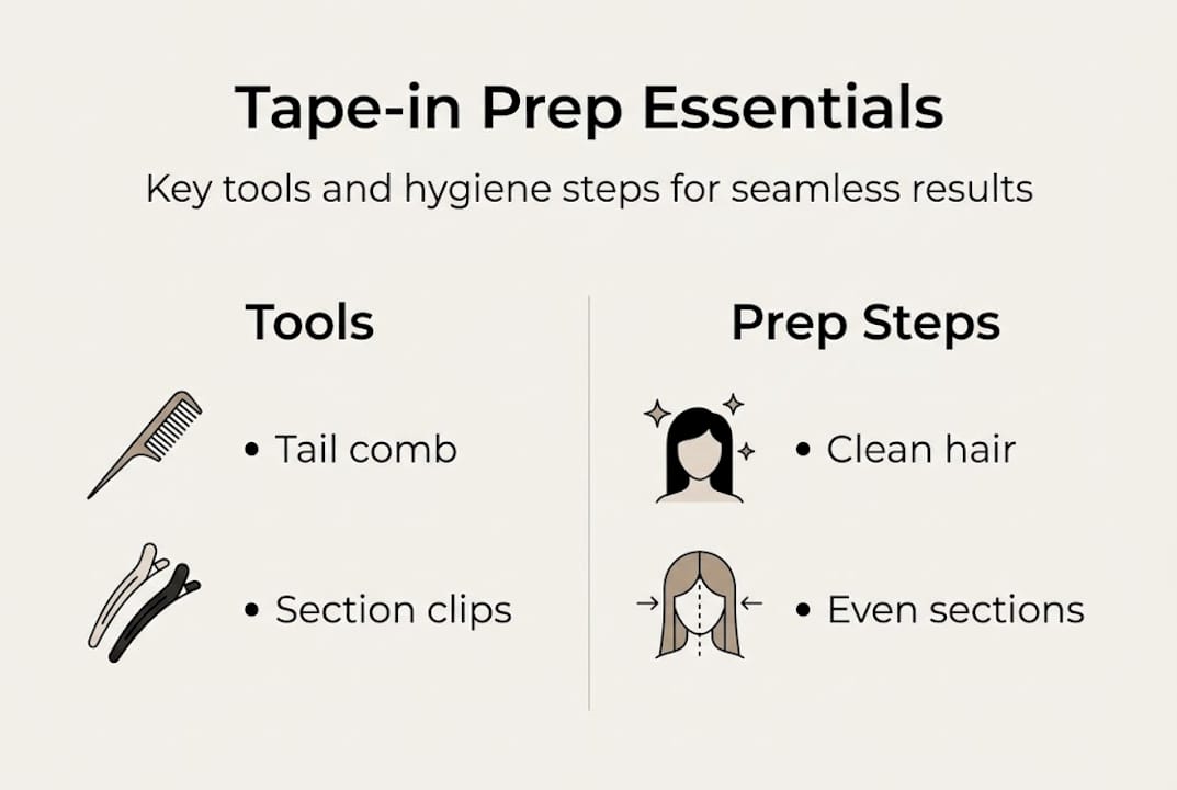 Tape-in extension prep essentials infographic