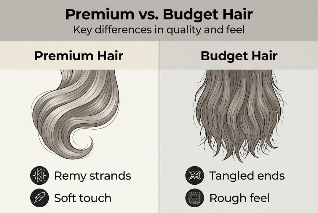 Infographic comparing premium and budget hair