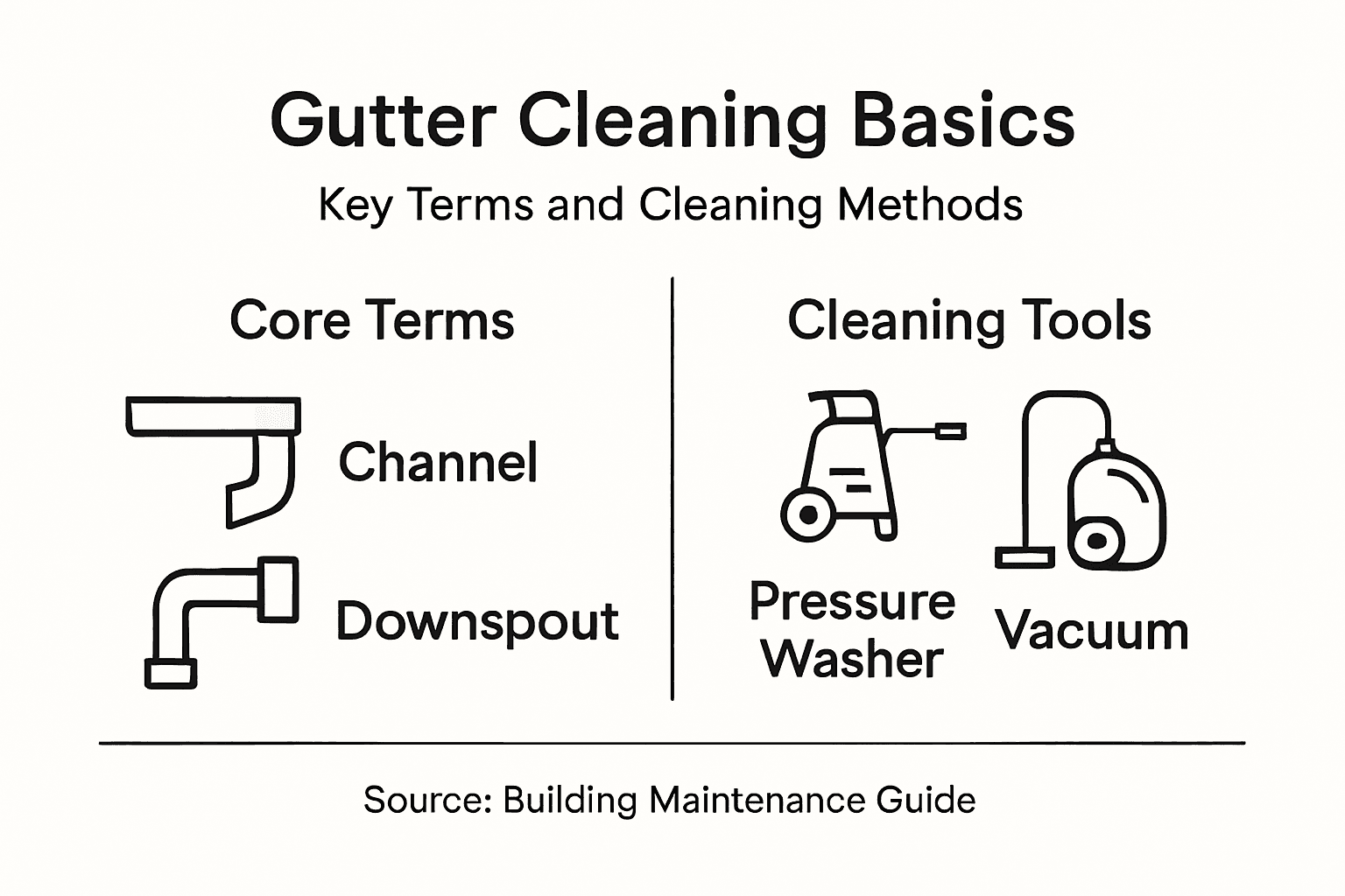 Infographic of gutter cleaning terms and tools