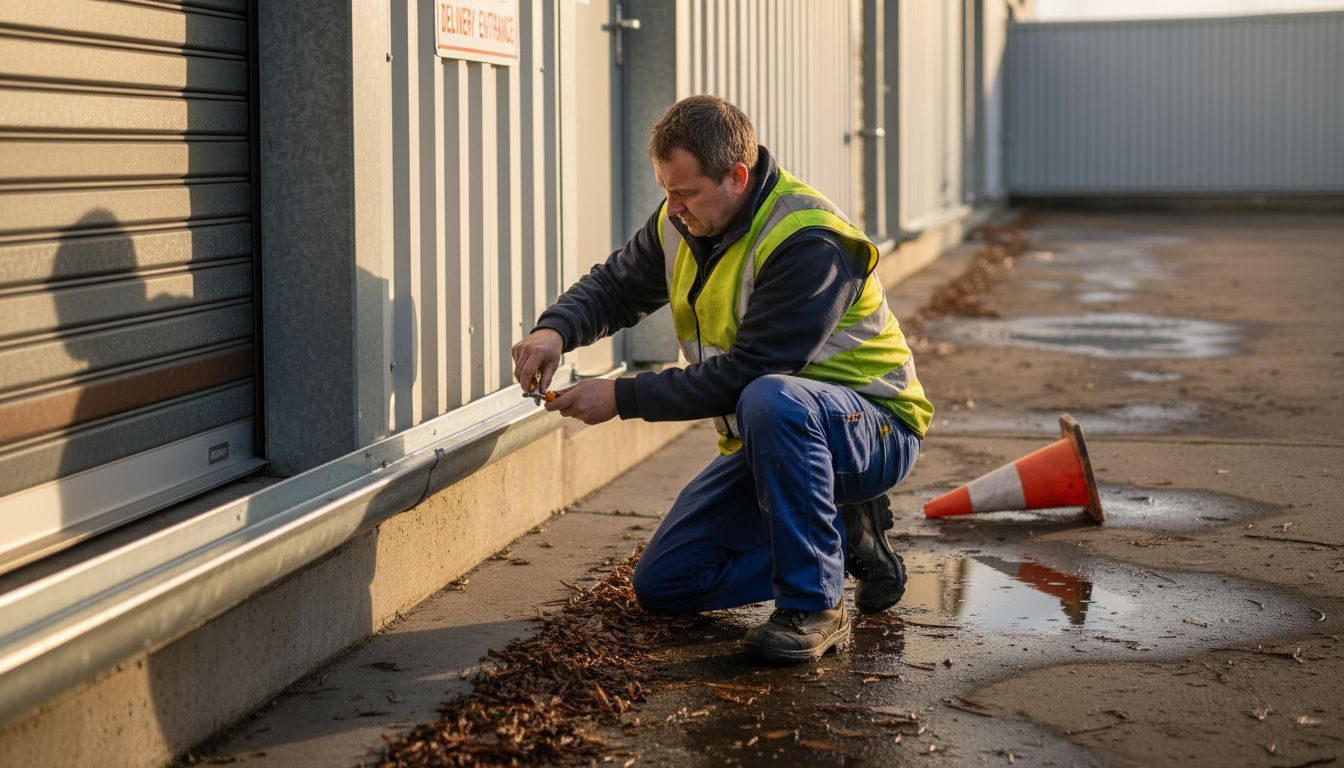 Technician repairs aluminium gutter system