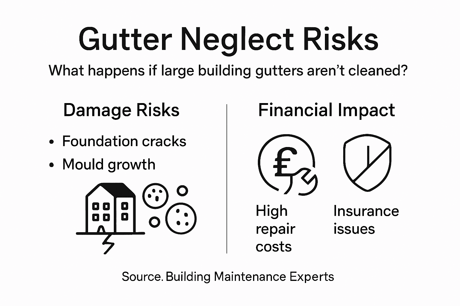 Infographic on building gutter maintenance risks