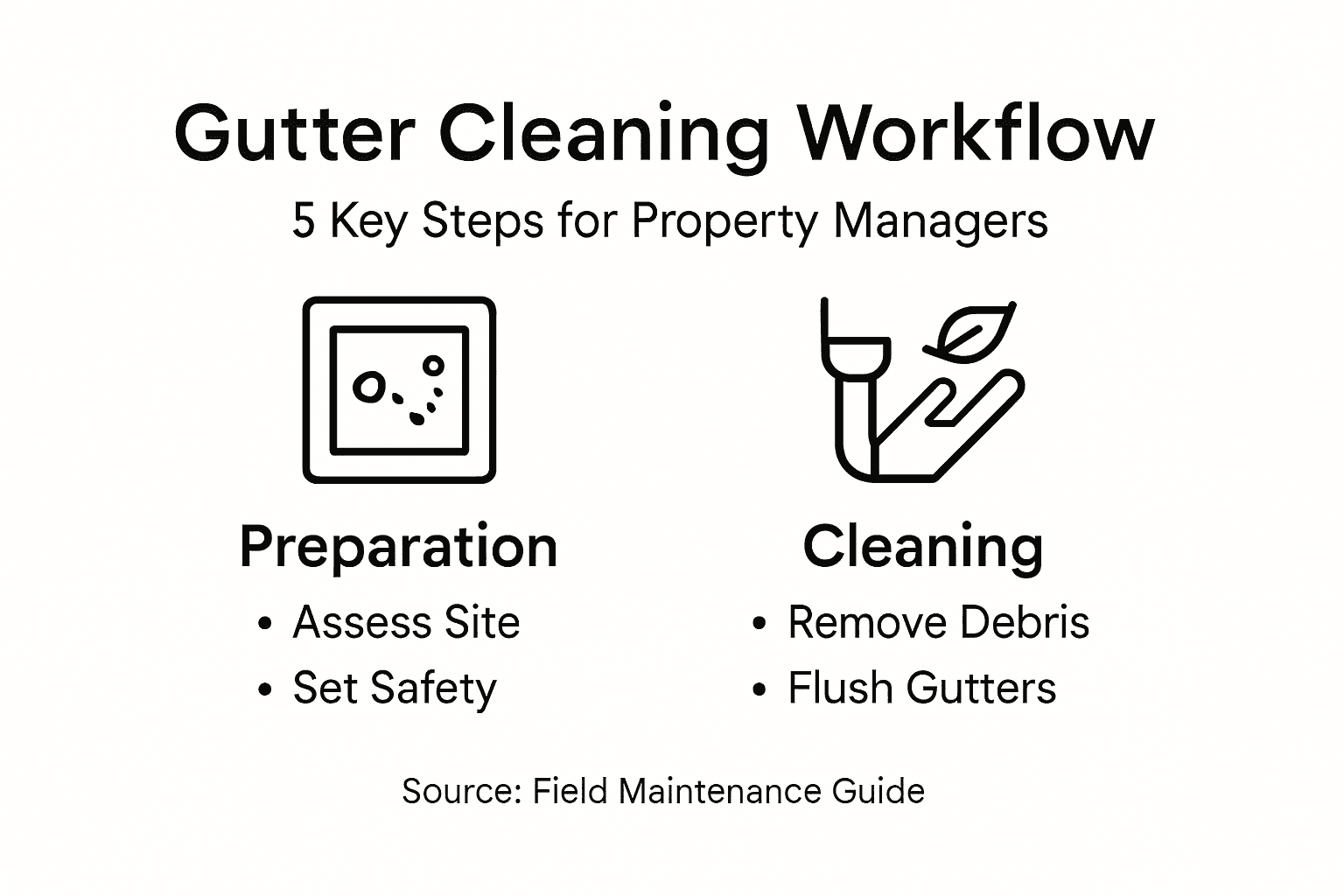 Infographic outlining five key gutter cleaning steps