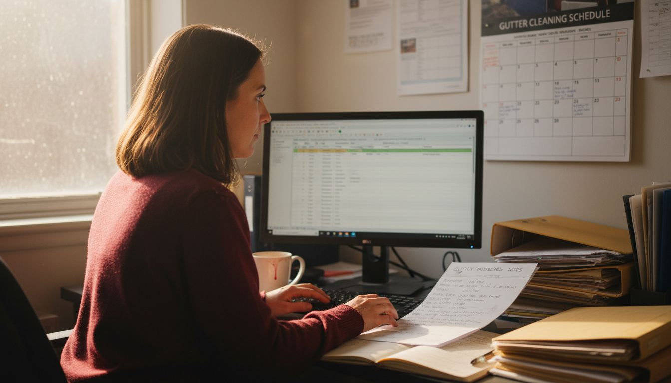 Assistant updates gutter maintenance records