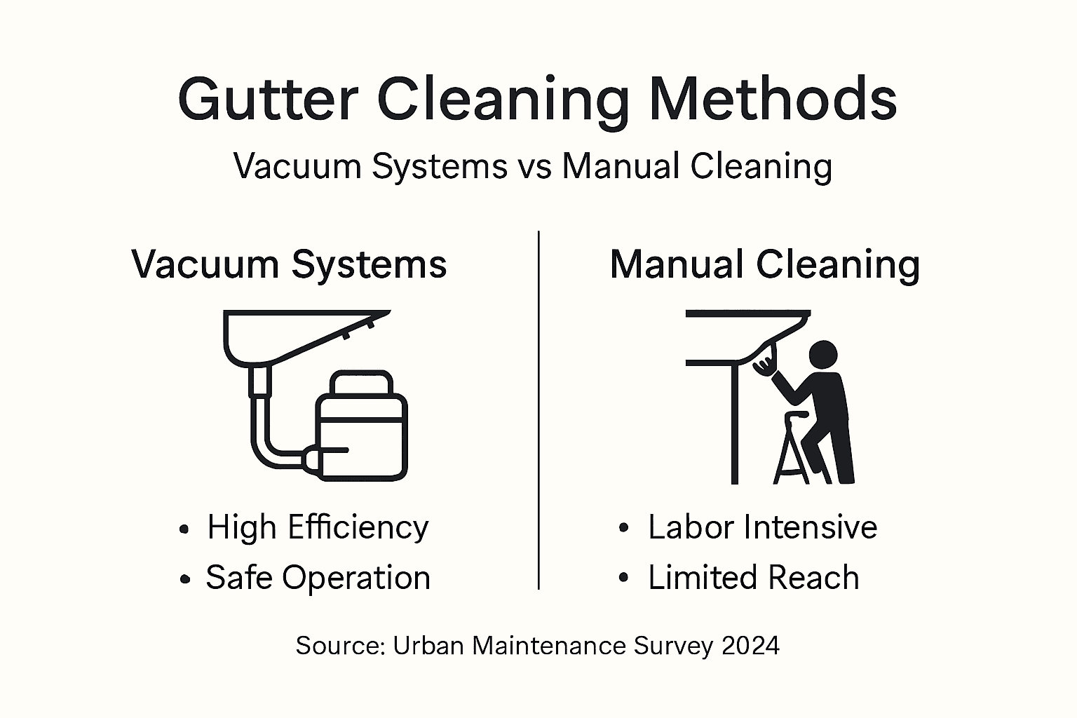 Infographic comparing gutter cleaning methods