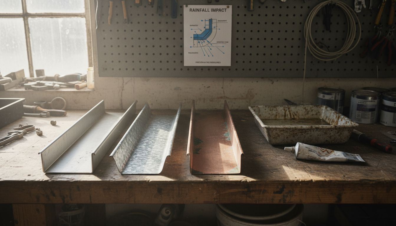 Different gutter materials on workbench