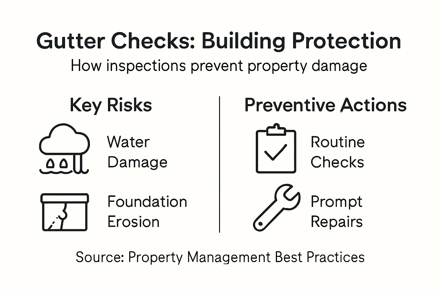 Infographic showing gutter risks and preventive actions