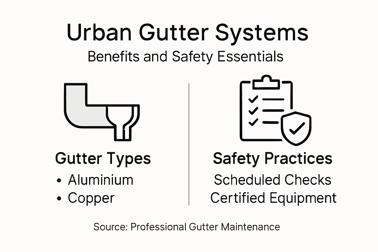 Infographic comparing gutter types and safety practices