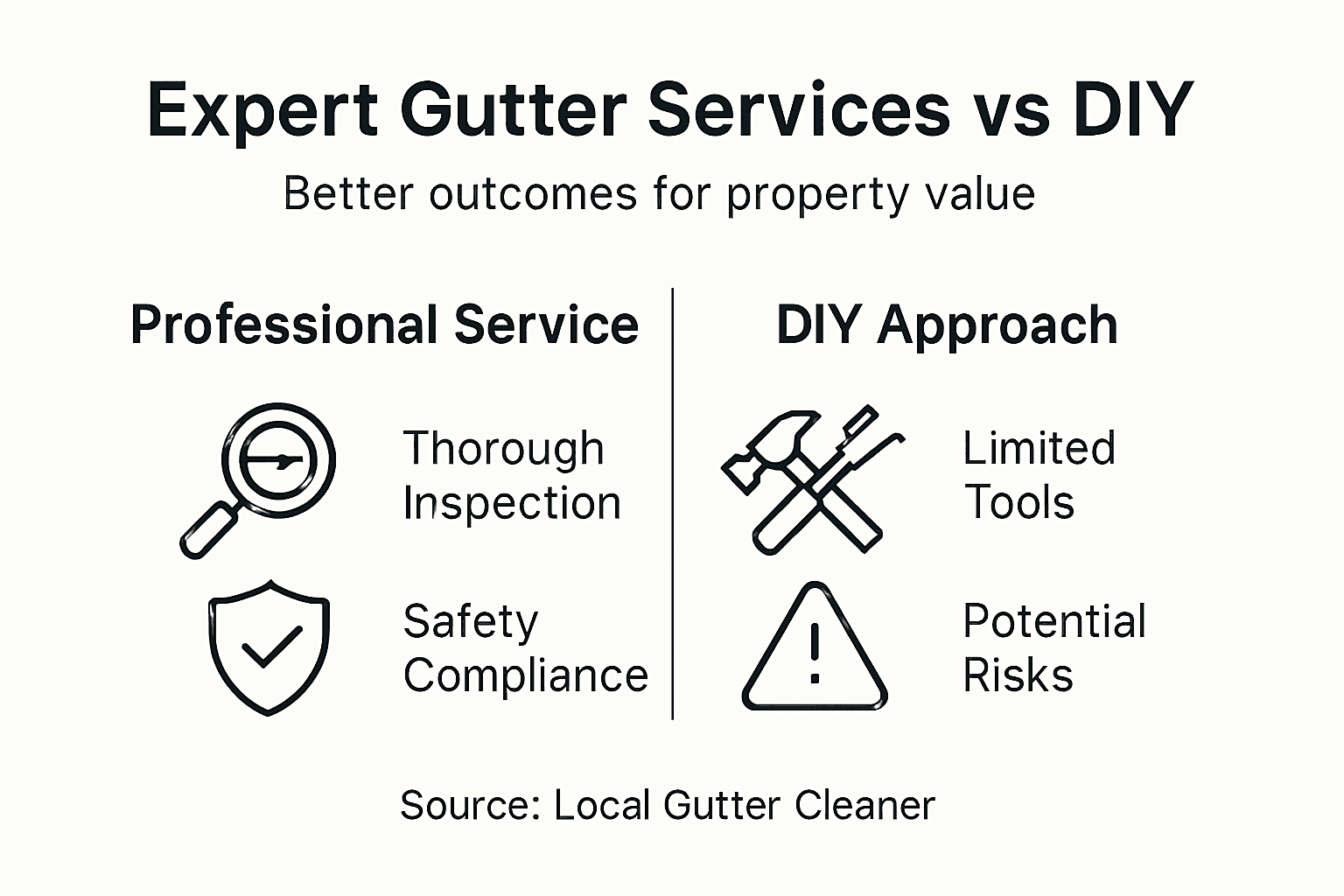 Infographic comparing professional vs DIY gutter care