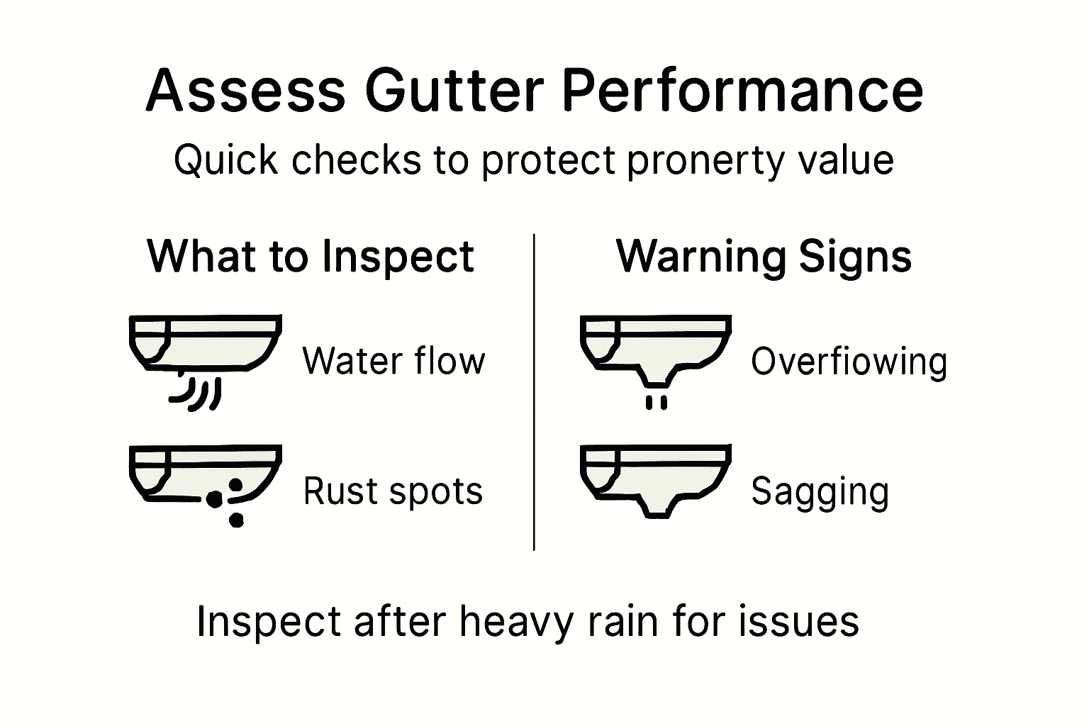 Infographic on assessing gutter performance steps
