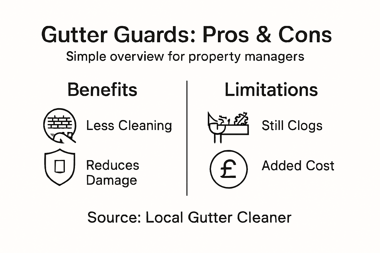 Infographic comparing gutter guard pros and cons