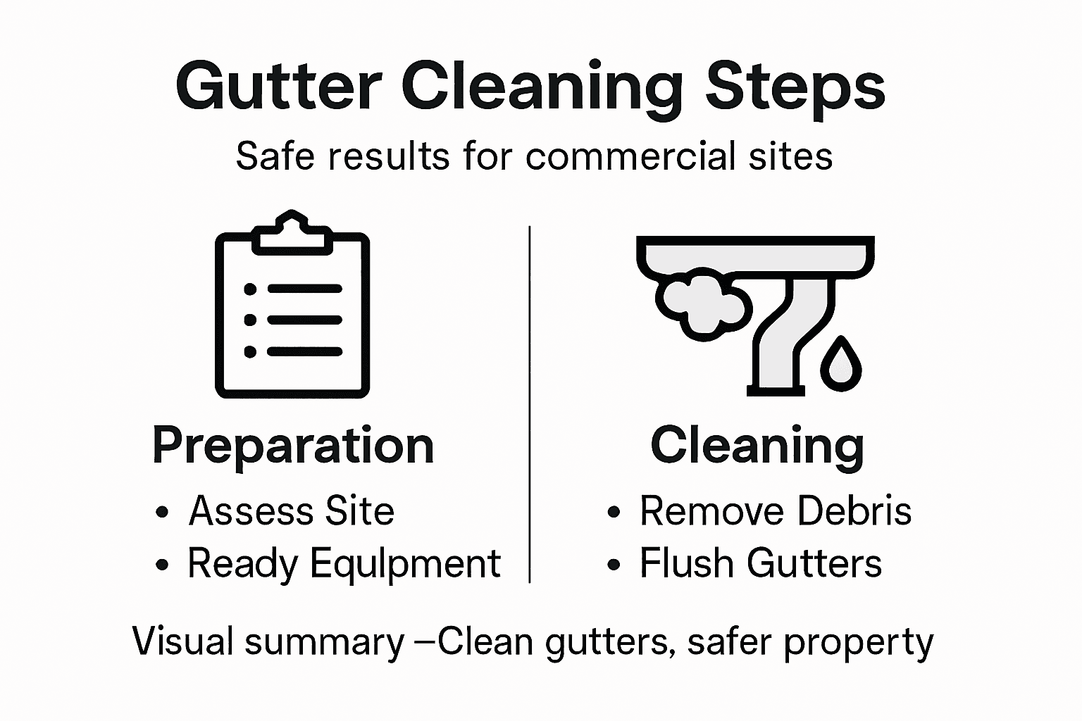 Infographic showing commercial gutter cleaning process steps