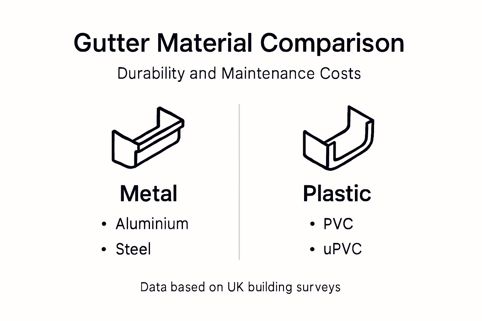 Infographic comparing gutter materials and durability