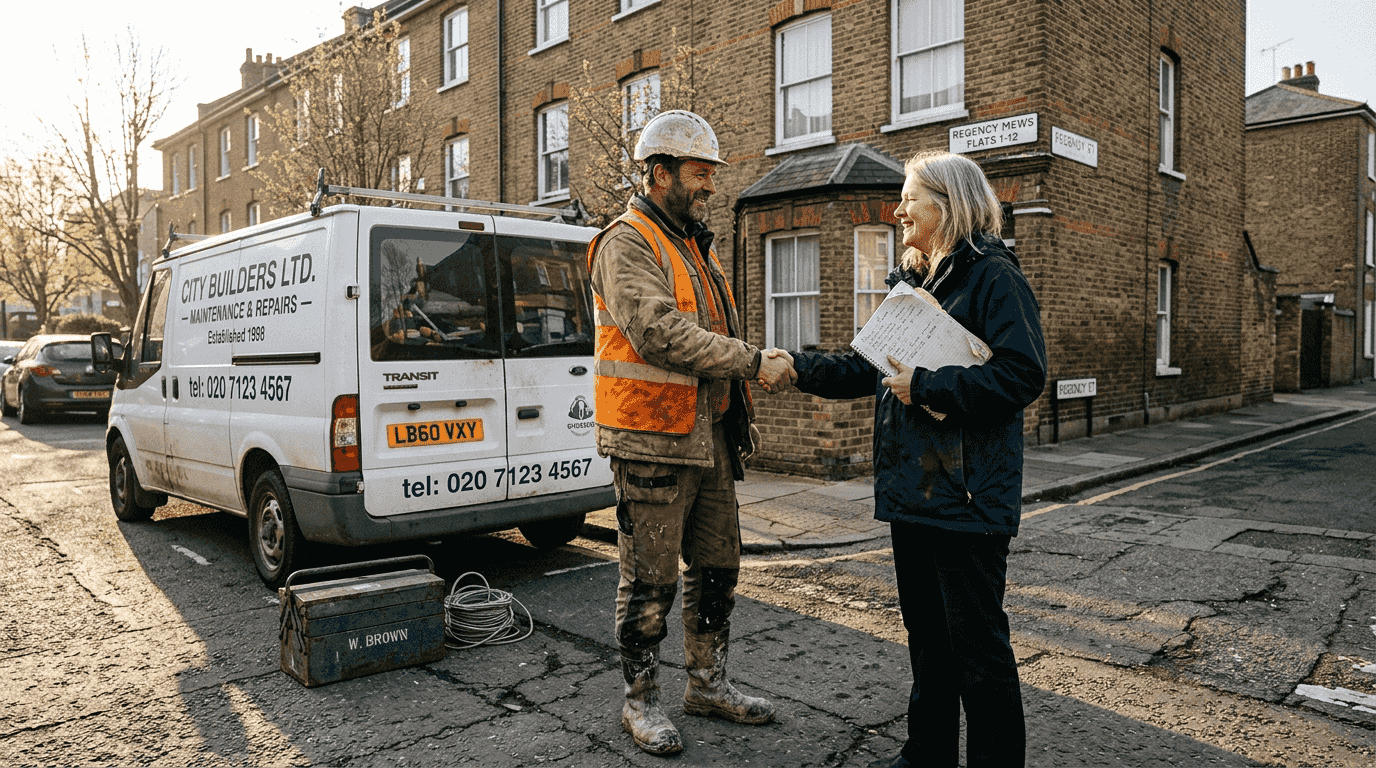 Property manager meeting gutter cleaning contractor