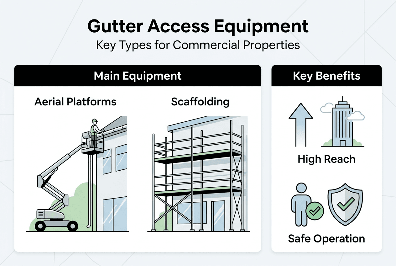 Infographic comparing commercial gutter equipment types