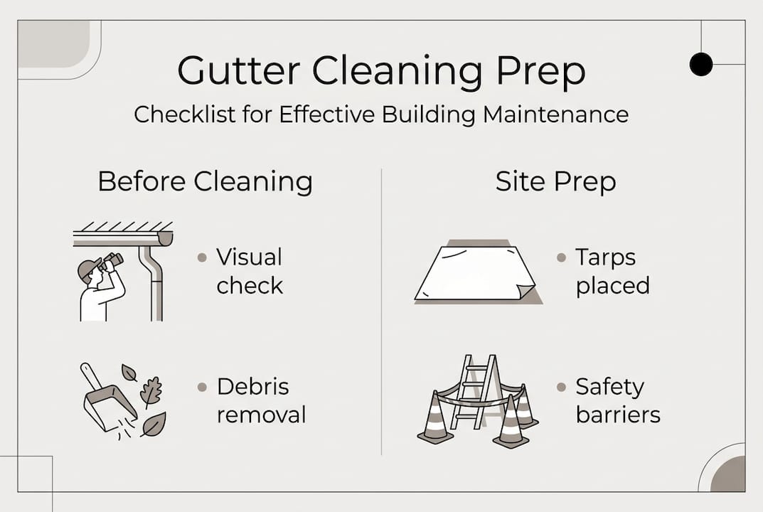 Infographic illustrating gutter cleaning prep steps