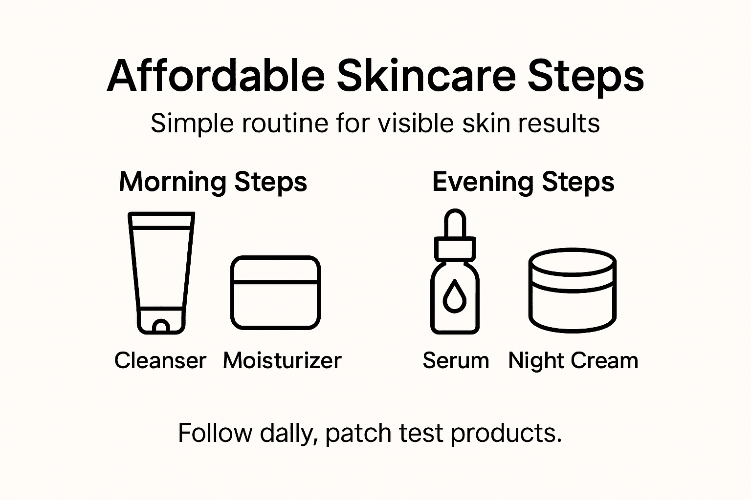 Infographic showing affordable skincare routine steps