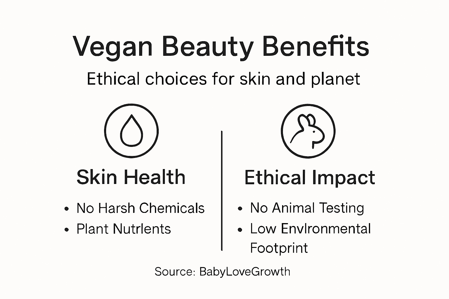 Infographic showing ethics and skin benefits of vegan beauty