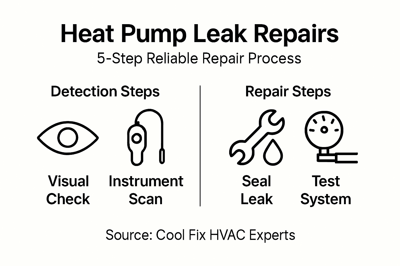 Infographic of heat pump leak repair steps