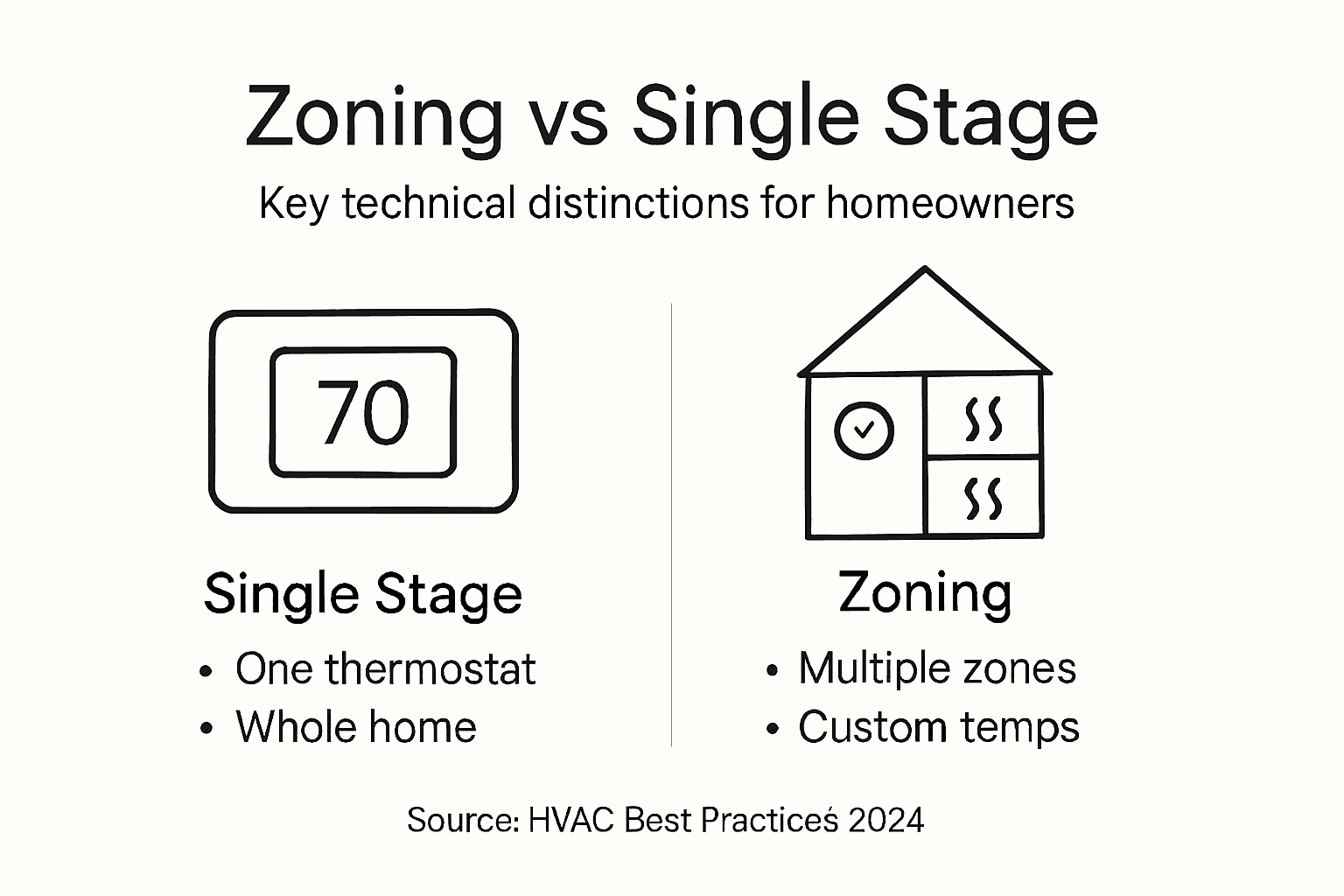 Infographic comparing zoning and single stage